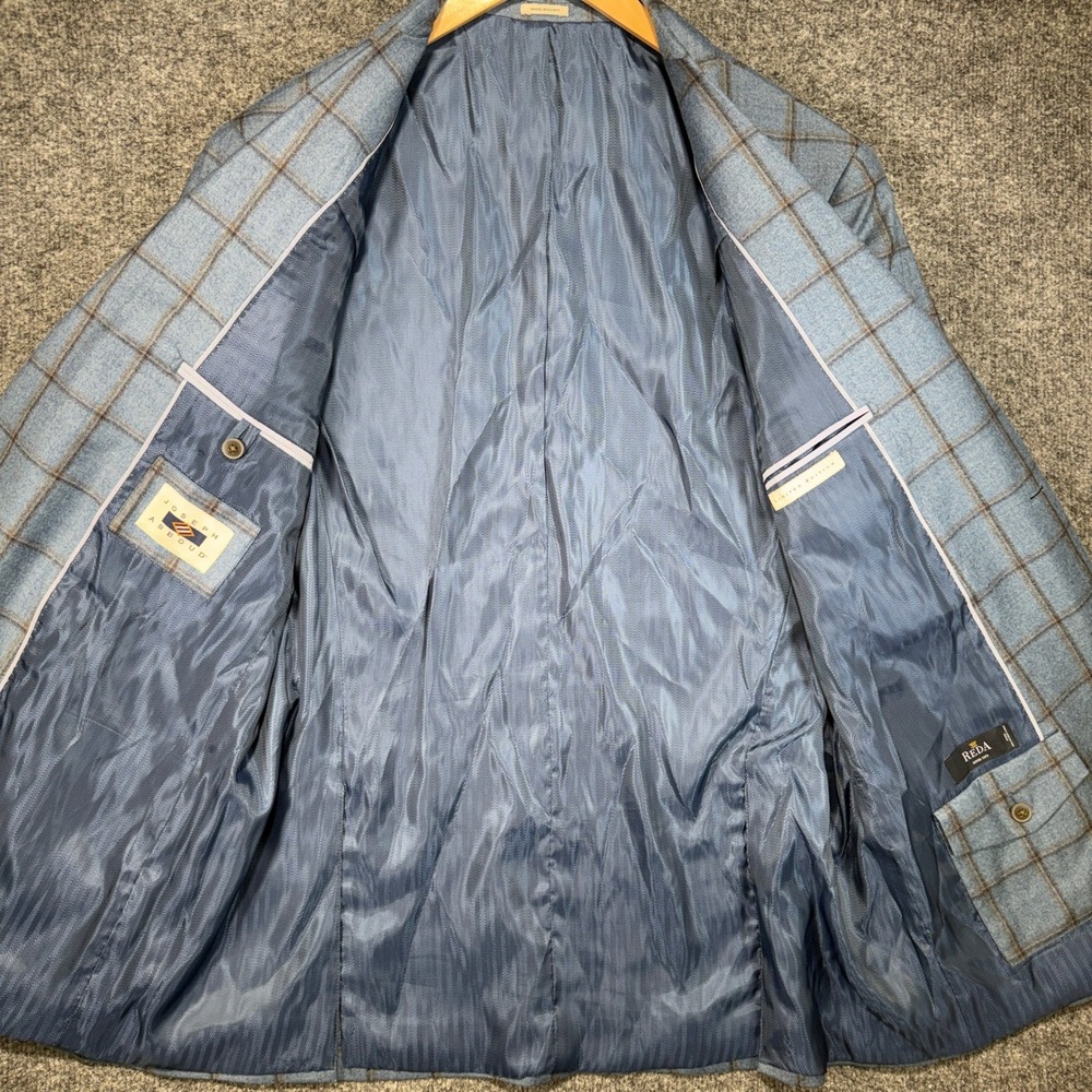 Joseph Abboud Heritage Windowpane Blazer Mens 44 Long Blue Reda Super 130s Wool - Picture 3 of 16